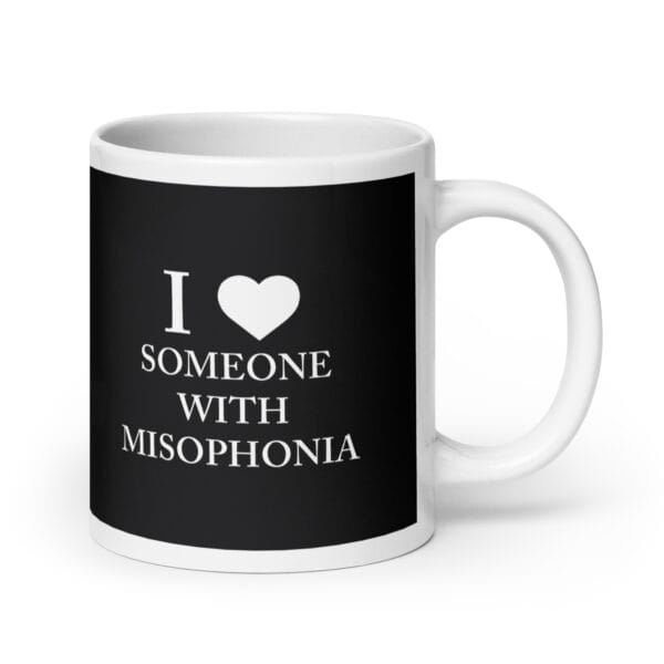 I ♥ Someone With Misophonia Mug (Black) - Image 4